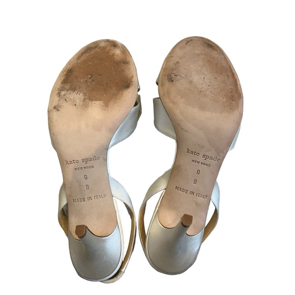 Kate Spade White Satin Slingback Pumps, Sz 9 - Picture 10 of 12